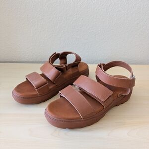Vans Colfax Brown Leather Platform Sandals